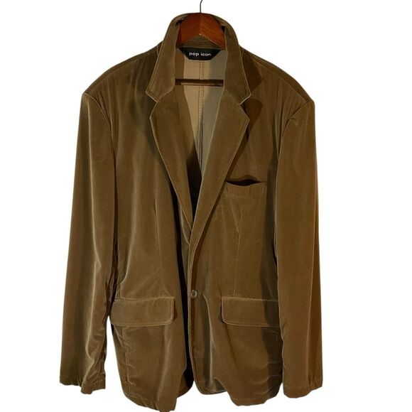 Vintage Pop Sugar Brown Velour Blazer. XL. Single, 2 Button academia lagenlook - Picture 1 of 16